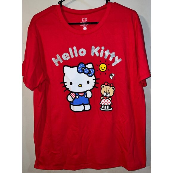 Hello Kitty Red T-Shirt By Sanrio & Hybrid Apparel Womens Size L Short sleeve - Picture 1 of 3